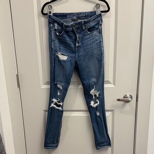 American Eagle Outfitters Women's Ripped Blue Skinny Jeans